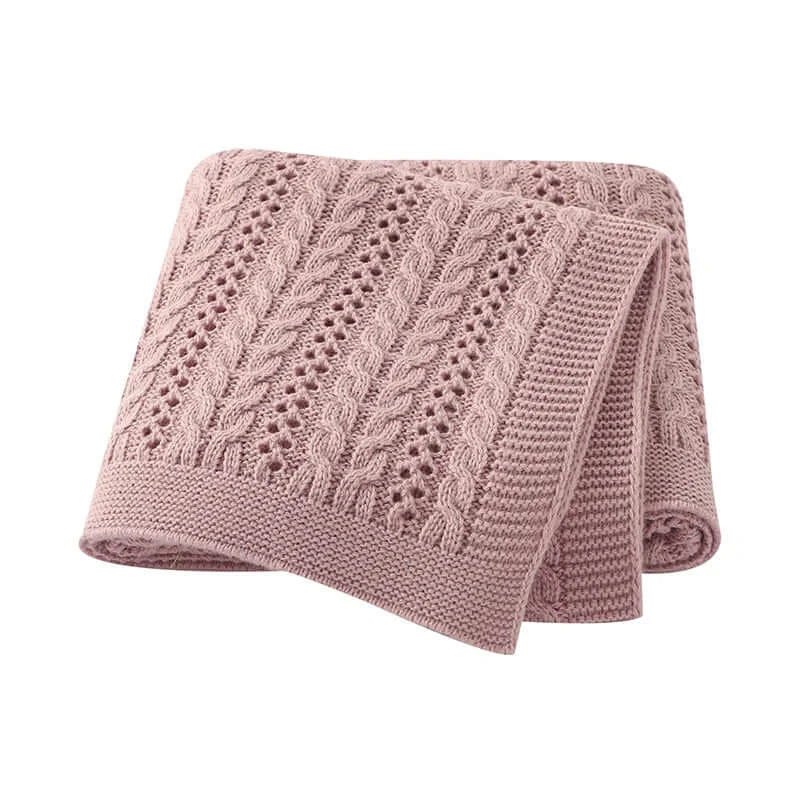 Image of Couverture en tricot pour bébé rose– douceur pour nouveau-né