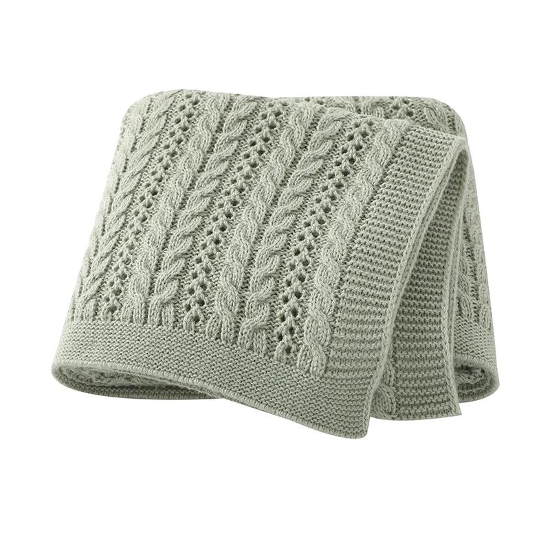 Couverture en tricot pour bébé vert