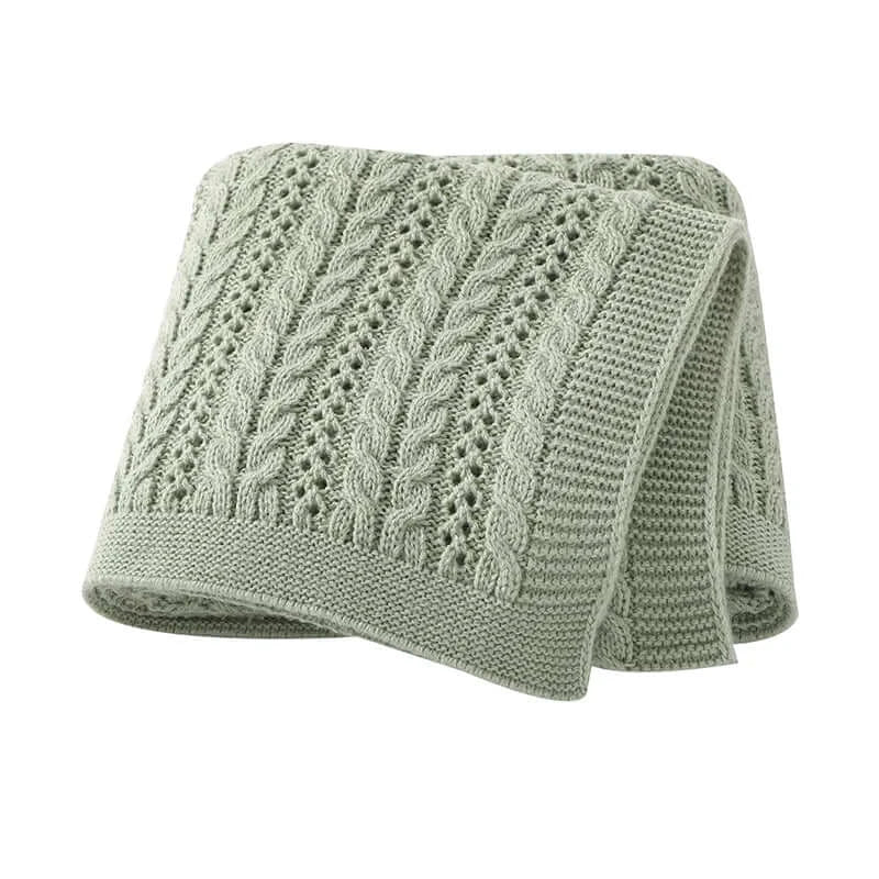 Image of Couverture en tricot pour bébé vert– léger et confortable