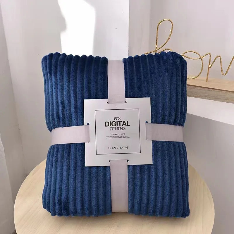 Couverture en velours corail bleu