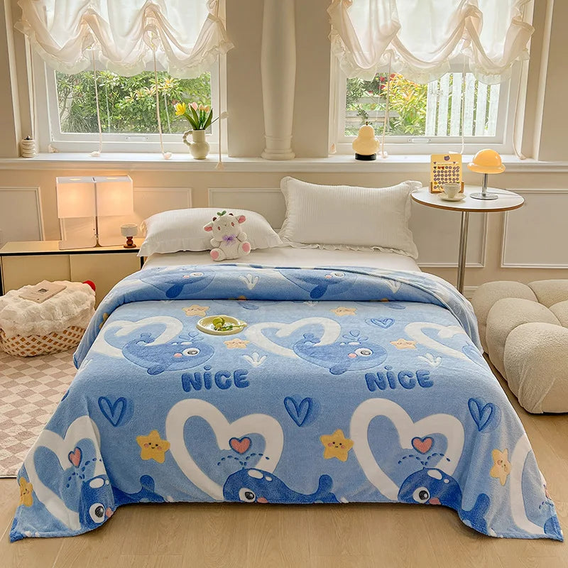 Couverture en velours pour enfant bleu clair
