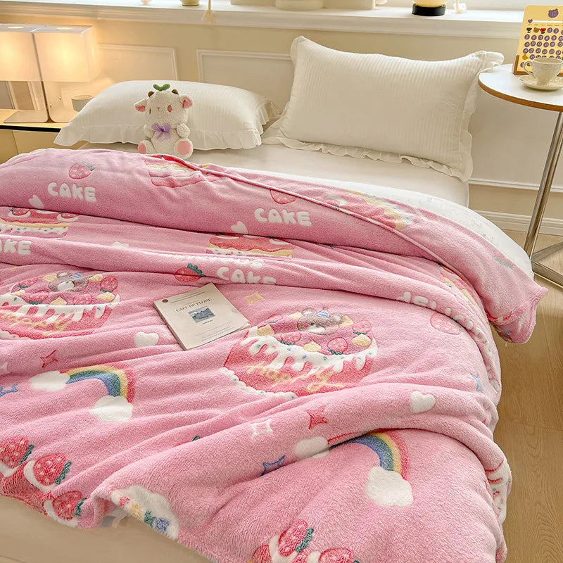 Couverture en velours pour enfant rose 3