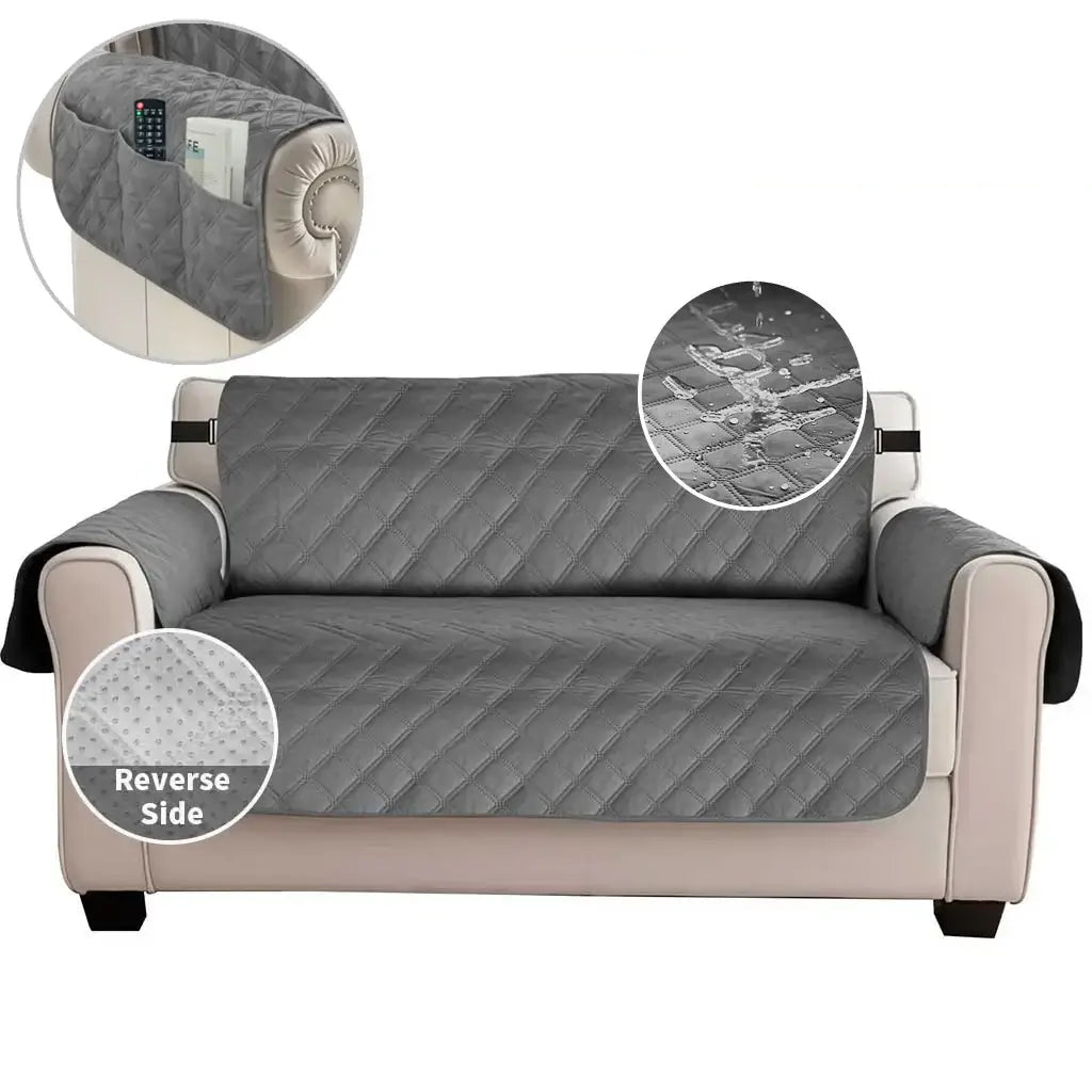 Image of Couverture imperméable pour canapé gris foncé style cosy – intérieur chaleureux
