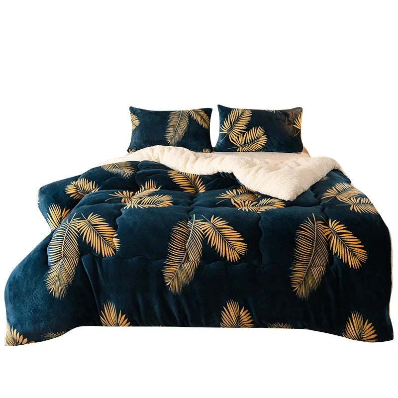 Couverture lestée en fleurs bleu 1