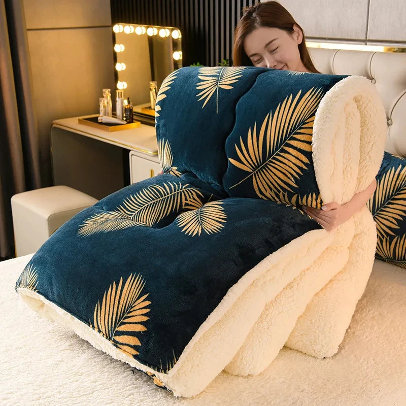 Couverture lestée en fleurs bleu 2