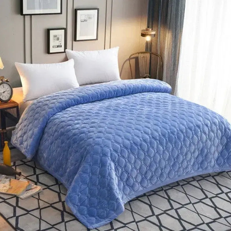 Image of Couverture lit à Carreaux Bleu douce 200x230 cm - confort et chaleur
