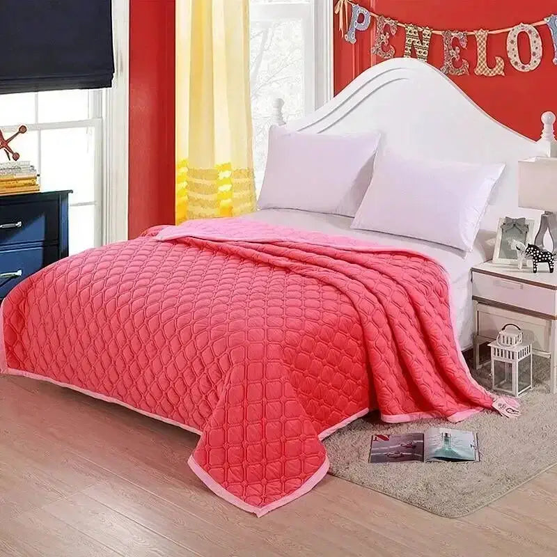 Image of Couverture lit à Carreaux Rose