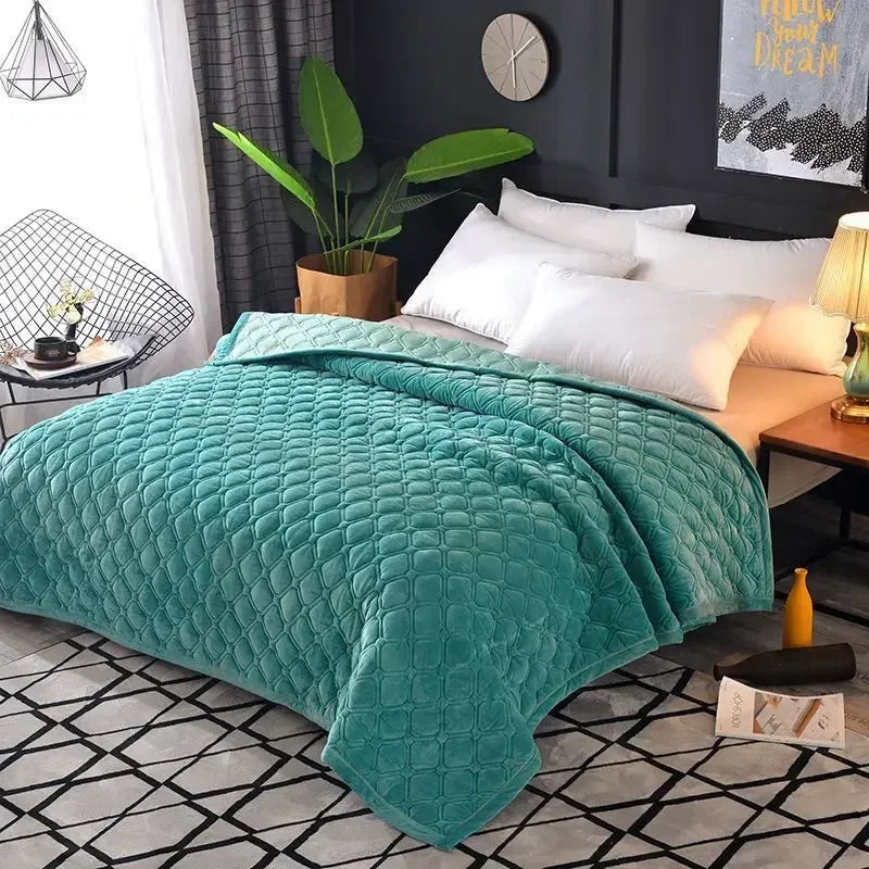 Couverture lit à Carreaux vert