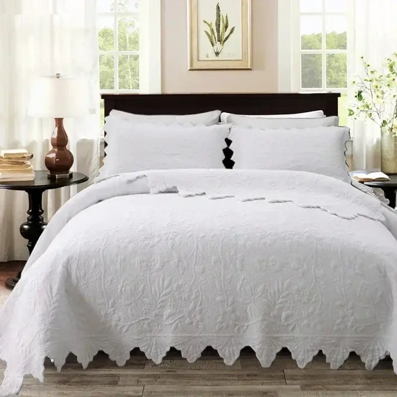 Couverture lit en Coton Blanc