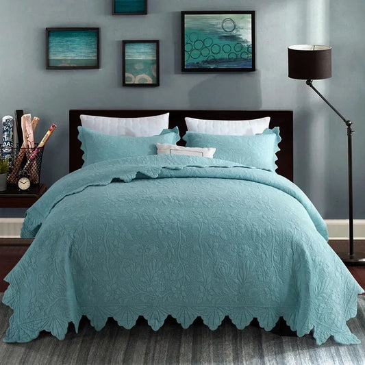 Couverture lit en Coton Bleu