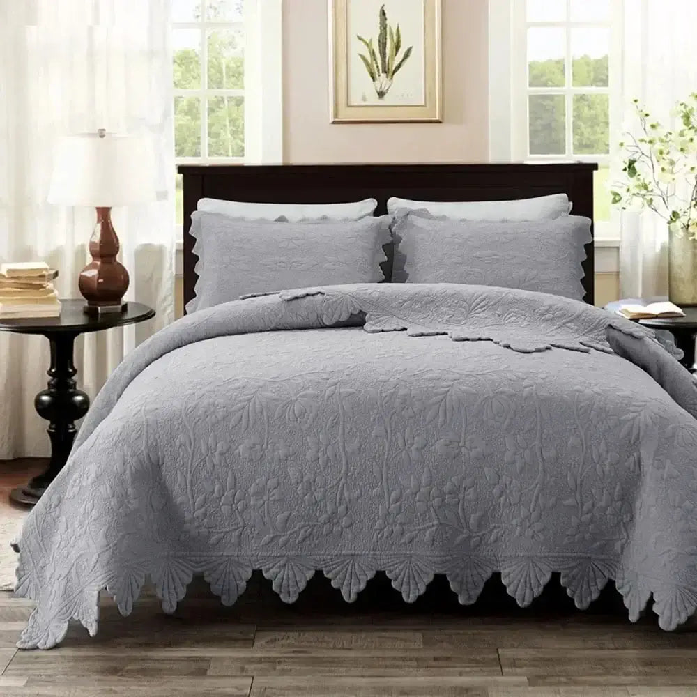 Couverture lit en Coton Gris 1