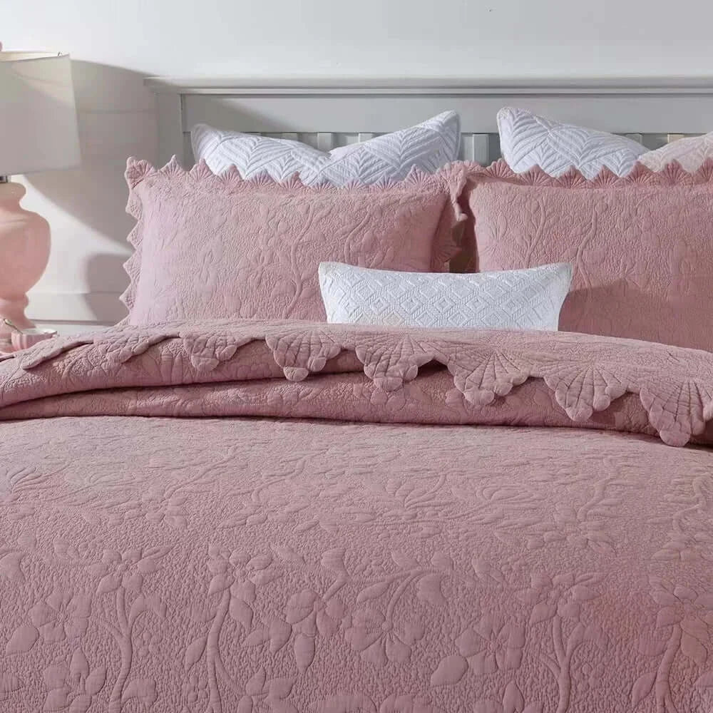 Image of Couverture lit en Coton Rose