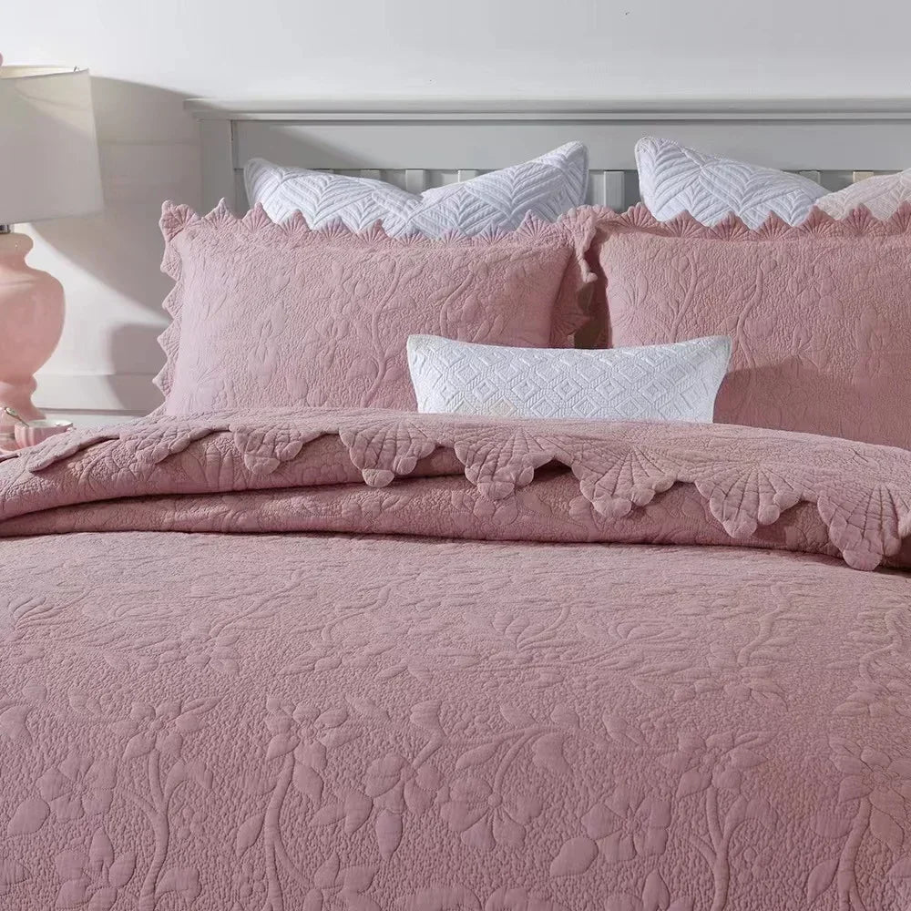 Couverture lit en Coton Rose