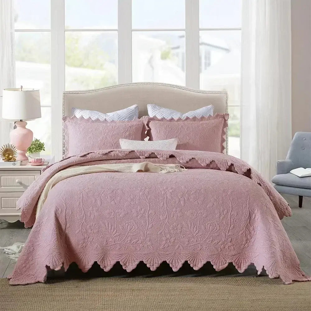 Image of Couverture lit en Coton Rose 2