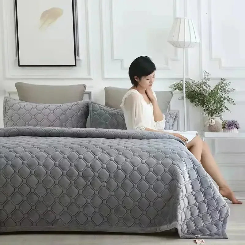 Couverture lit en Flanelle Gris 1