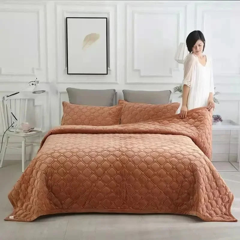 Couverture lit en Flanelle Kaki