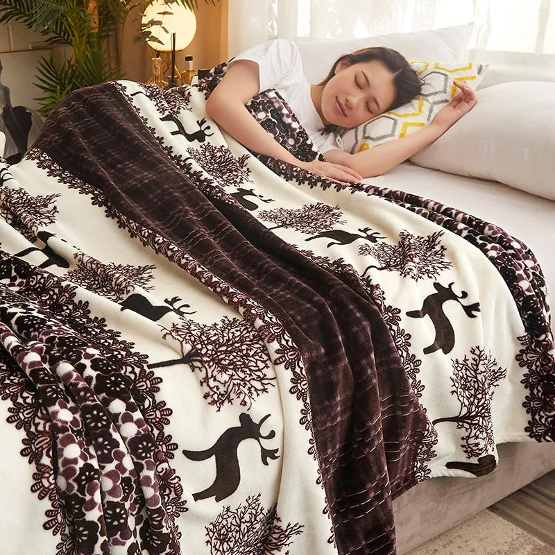 Couverture lit en Fleurs Marron