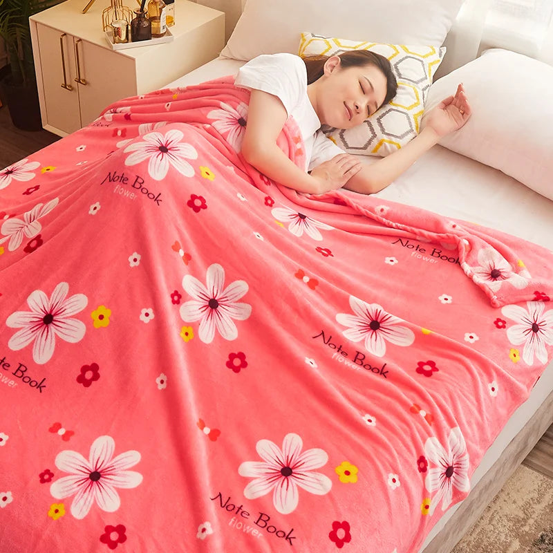 Couverture lit en Fleurs Rose