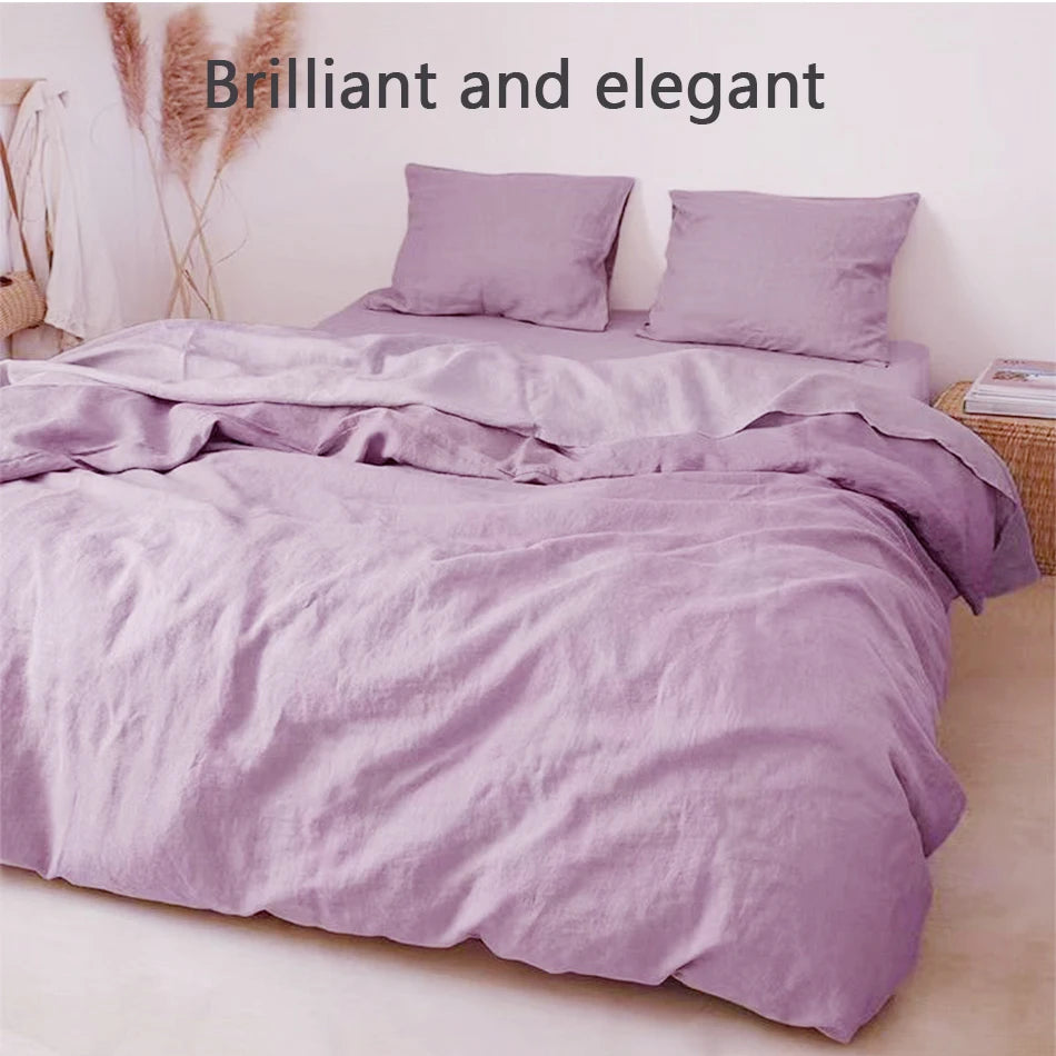 Couverture lit en Lin Gris violet