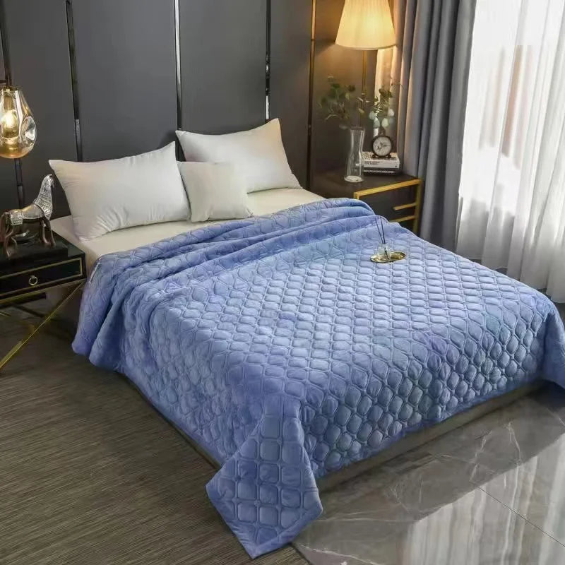 Couverture lit en Velours Bleu