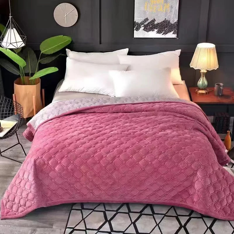 Couverture lit en Velours Rouge clair