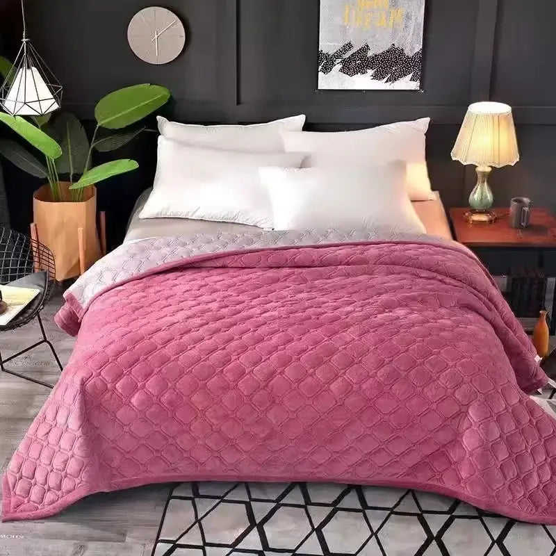 Image of Couverture lit en Velours Rouge clair douce 200x230 cm - confort et chaleur