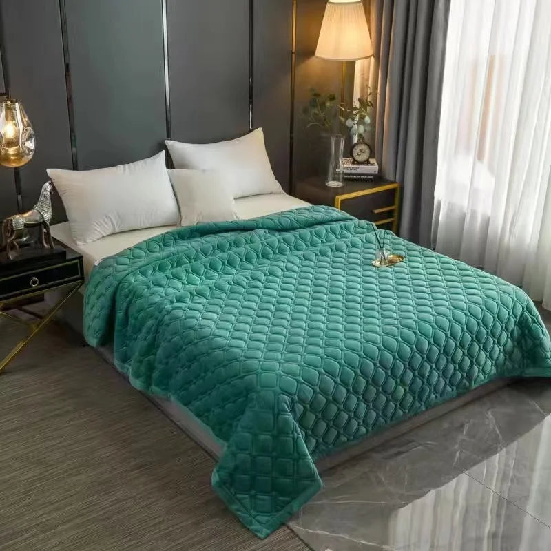 Couverture lit en Velours Vert