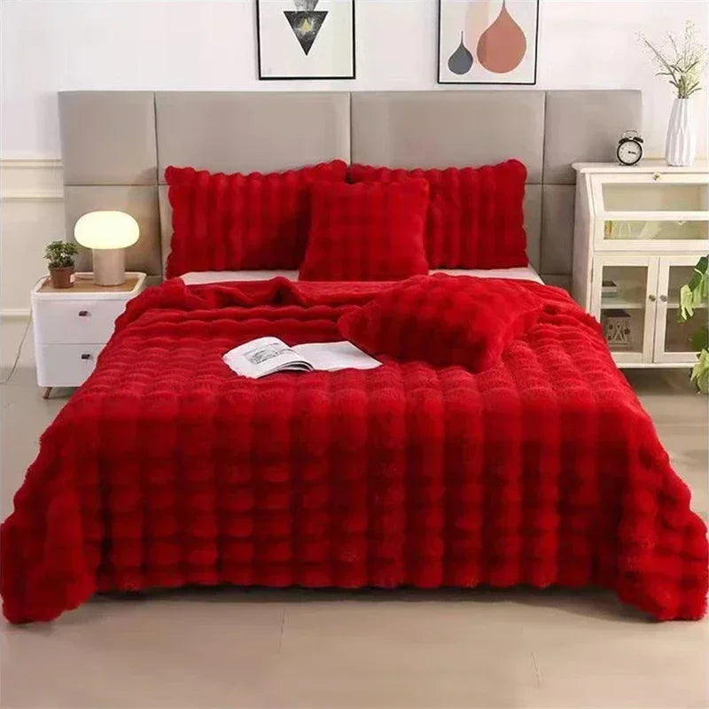 Couverture lit en polaire rouge