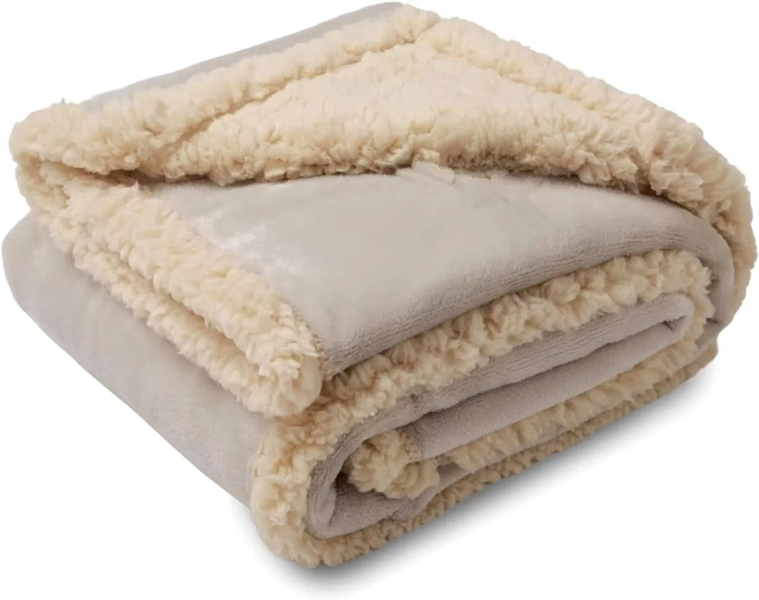 Couverture lit en shaggy beige