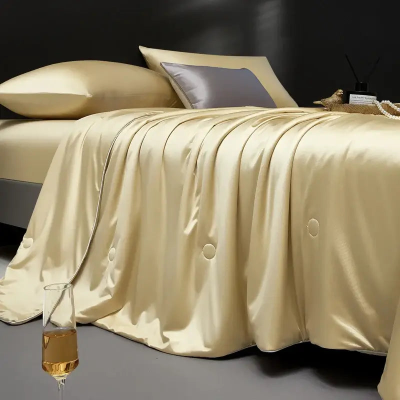 Couverture lit en soie gold
