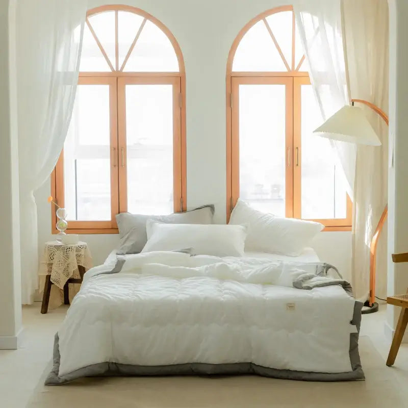 Image of Couverture lit matelassé pour l'été blanc