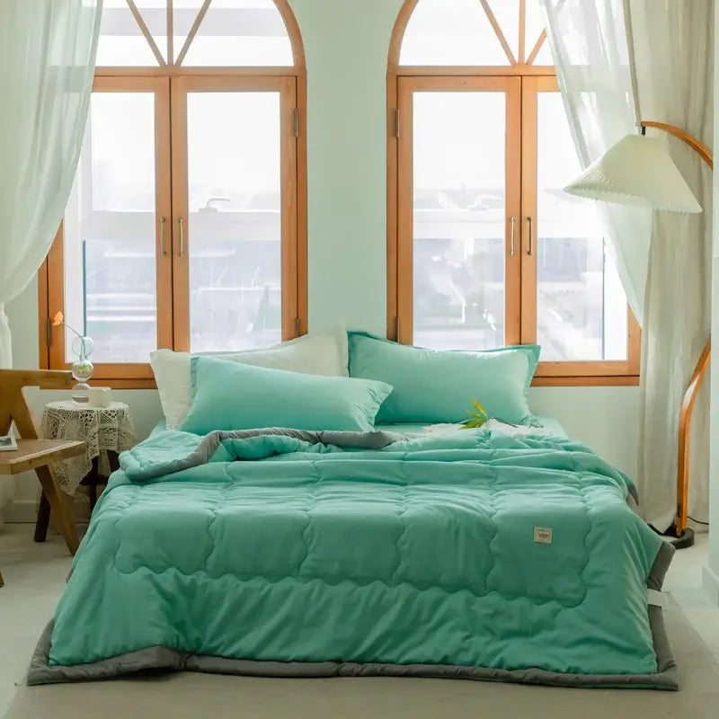 Couverture lit matelassé pour l'été menthe