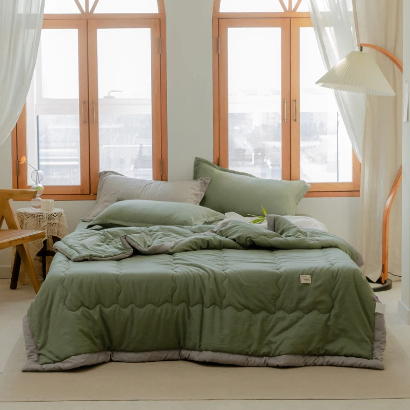 Couverture lit matelassé pour l'été vert