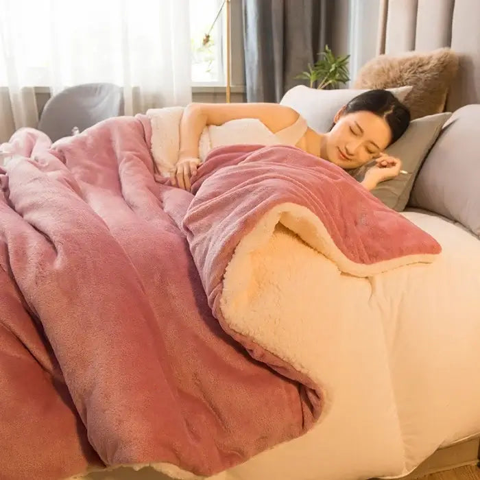 Couverture polaire avec fermeture rouge clair