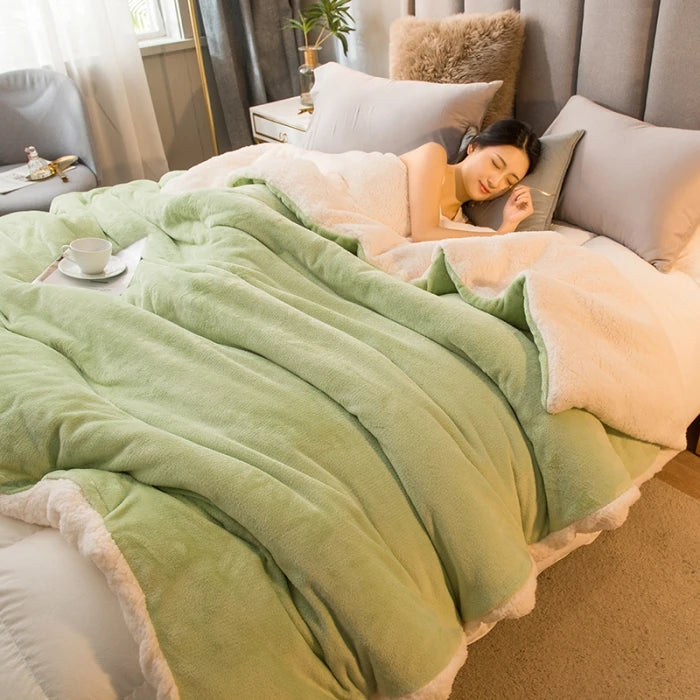Couverture polaire avec fermeture vert clair