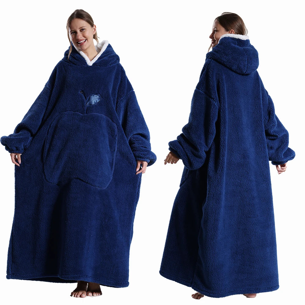 Couverture polaire avec manches bleu