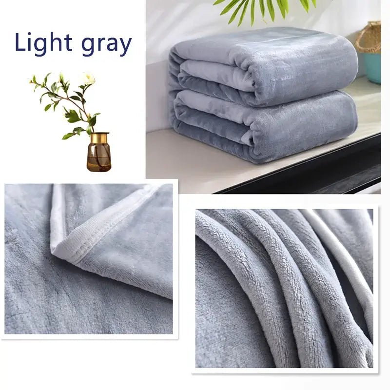 Couverture polaire en flanelle gris clair