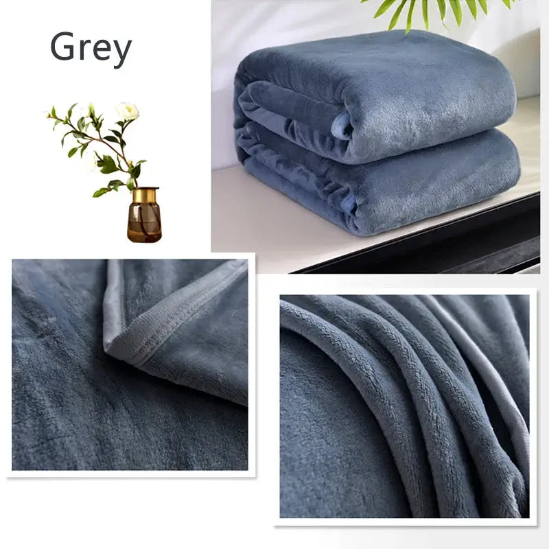 Couverture polaire en flanelle gris foncé