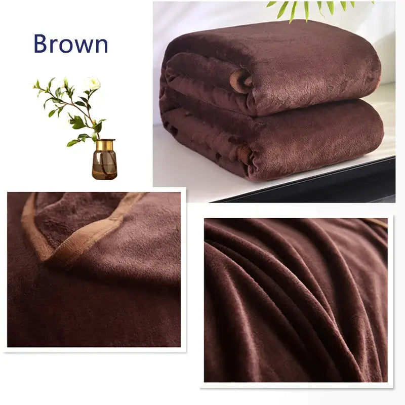 Image of Couverture polaire en flanelle marron – élégance chambre