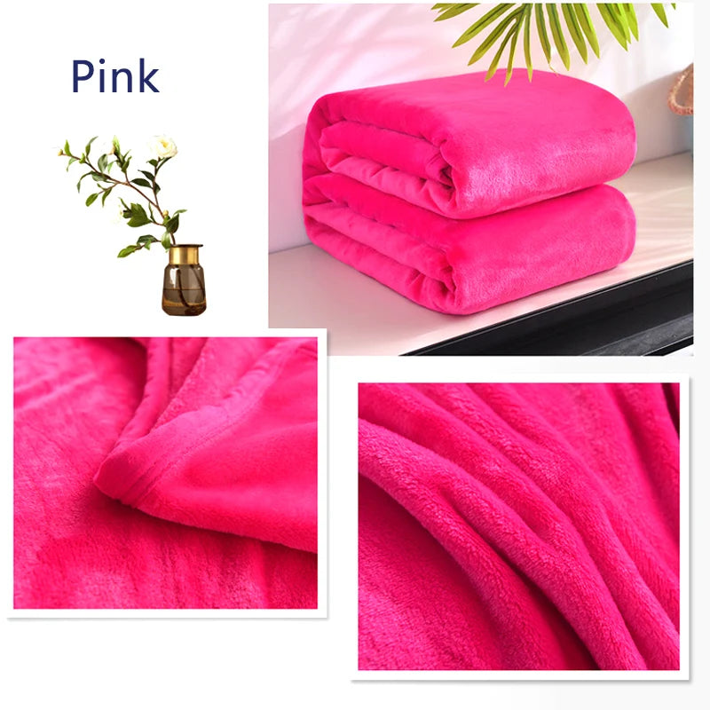 Couverture polaire en flanelle rose
