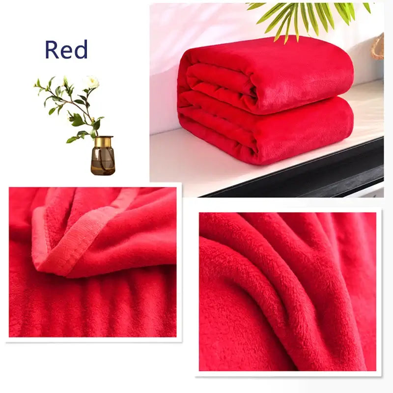 Image of Couverture polaire en flanelle rouge