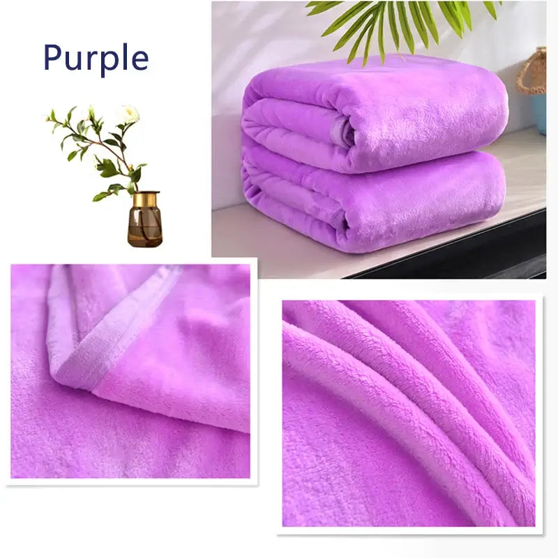 Image of Couverture polaire en flanelle violet chauffage naturel et style cosy