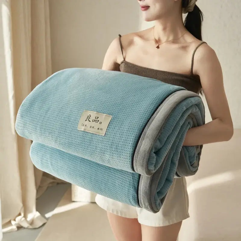 Image of Couverture polaire en velours bleu