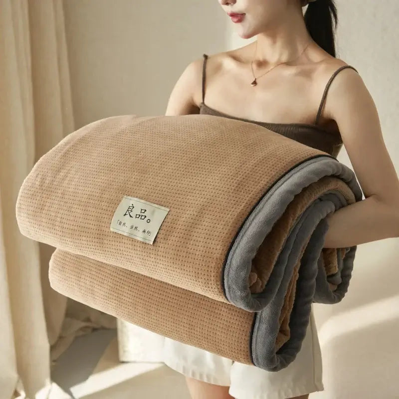 Couverture polaire en velours café