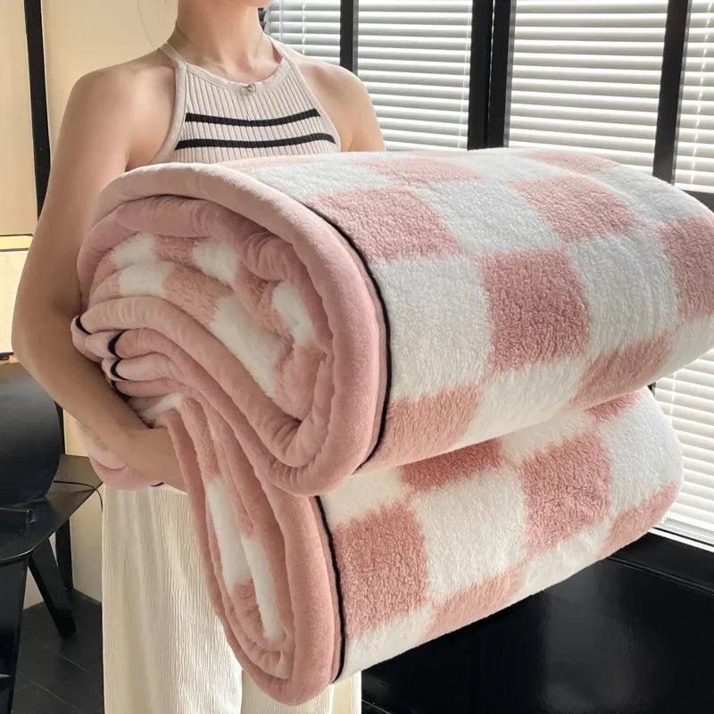 Couverture polaire pour enfant rose blanc