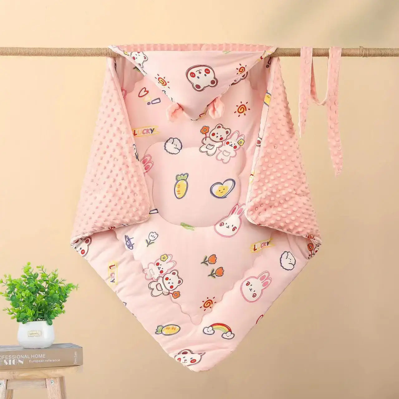 Image of Couverture pour bébé nouveau-né Rose 1 douceur pour nouveau-né