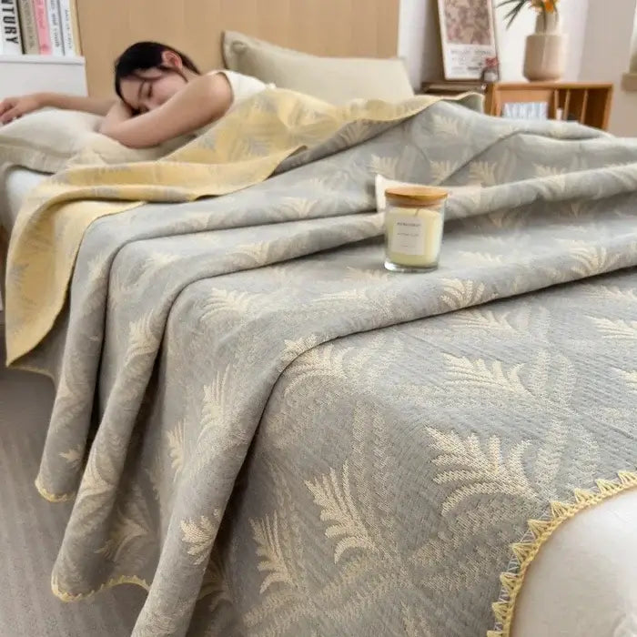 Image of Couverture en jacquard coton : confort naturel